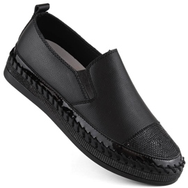 S.Barski Slip-on skor för kvinnor med cubic zirconia, svart D&amp;A LR370