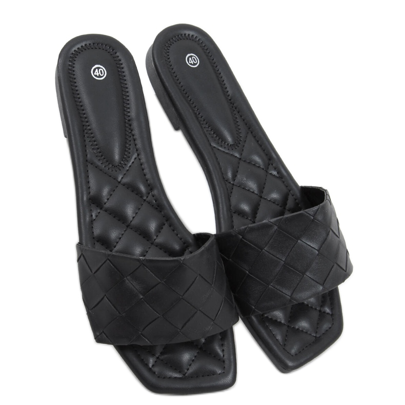 Sahar Svarta tofflor med fyrkantssulor