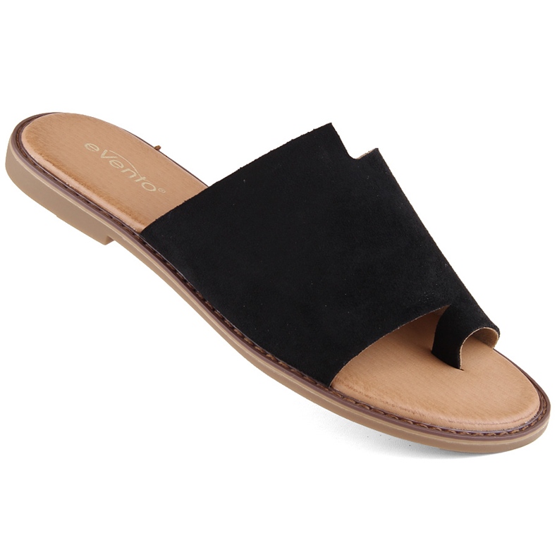 Flipflops i mocka för kvinnor, svarta eVento 4586