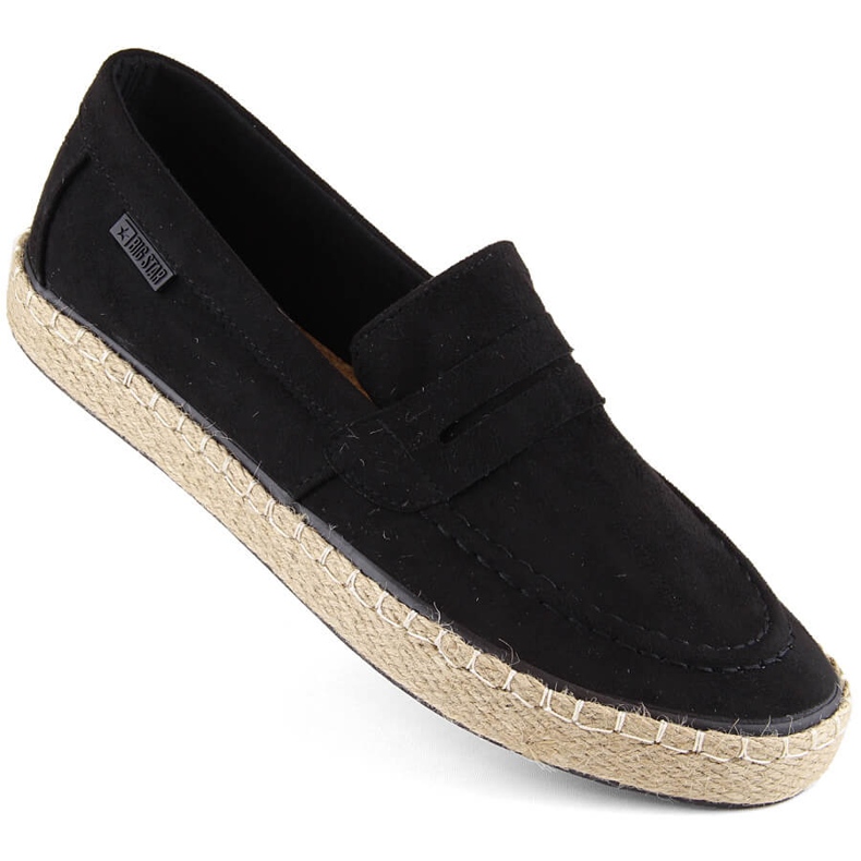Herrskor, slip-on espadrillos mockasiner, svart Big Star NN174046