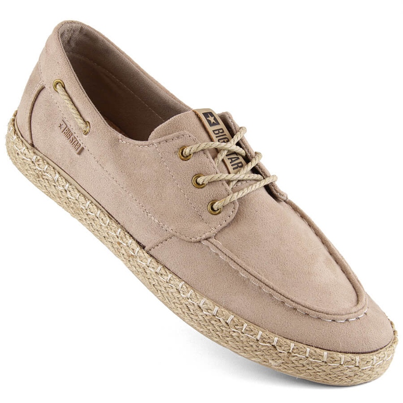 Herrskor i mocka, mockasiner, beige espadrillor Big Star NN174054