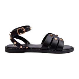 Ianaera dekorerade platt sandaler för kvinnor Svart