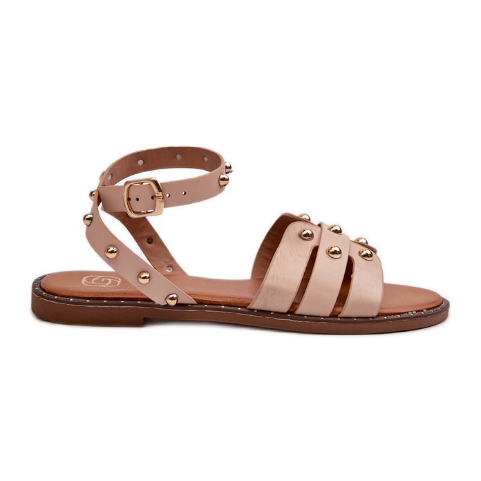 Beige dekorerade platta sandaler för kvinnor från Ianaera brun