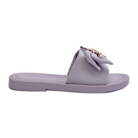 Lavendel flip flops för kvinnor med rosett Arsicada purpur