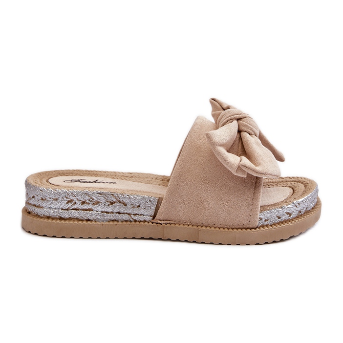 Flip-flops för kvinnor med rosett, Beige Aflia