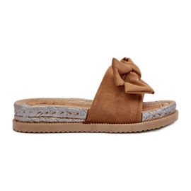 Camel Aflia-plattformsflip-flops för damer med rosett brun
