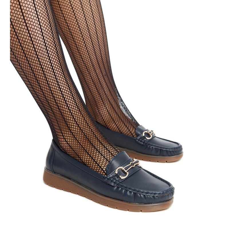 Marinblå mockasiner med spänne från Anisah