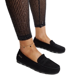 Nafisah loafers i svart mocka