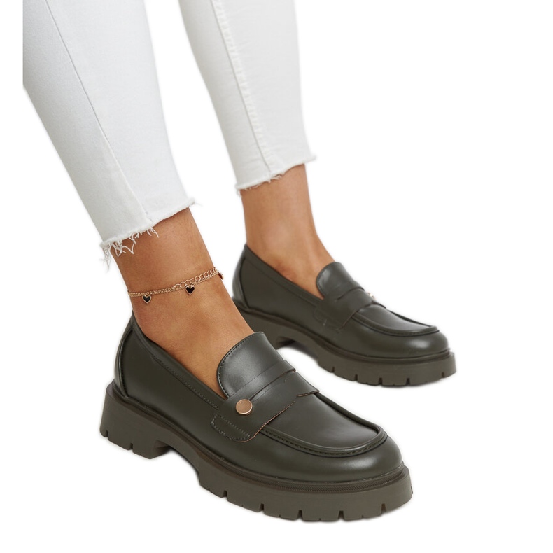 Mörkgröna Eco-lädermockasiner Mladenka