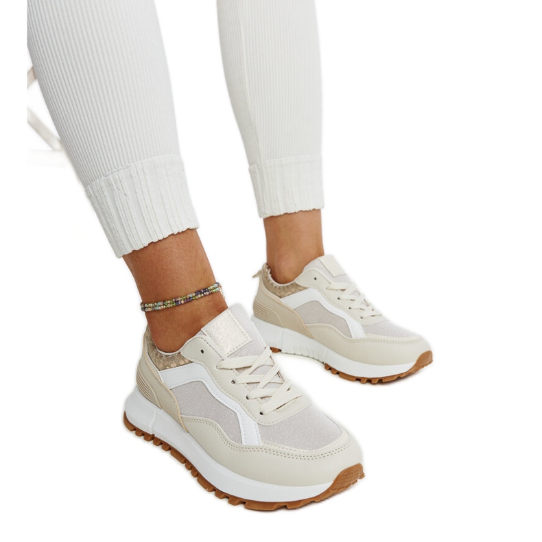 Beiga platåsneakers med Evelia glitter beige