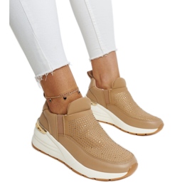 Ashleey bruna wedge sneakers med strass