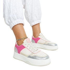 Vita och rosa sneakers med tjock Rumai-sula