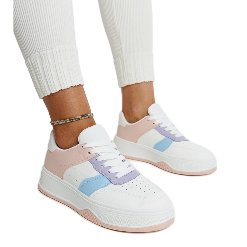Vita och rosa sneakers med tjockare Rafida-sula