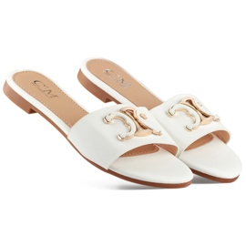 Vita eleganta damflip-flops med dekoration