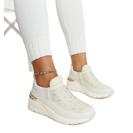 Ashleey beige wedge sneakers med strass