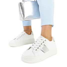 Vita och silver sneakers med tjock Finestra-sula