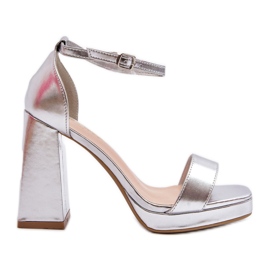 Fashionabla Silver Merila sandaler med fyrkantig klack