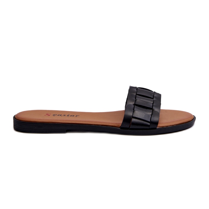 Seastar Kvinnors platt -höghelade tofflor svart