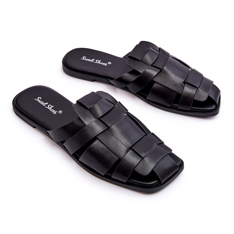 Kvinnors eko-läder tofflor svart