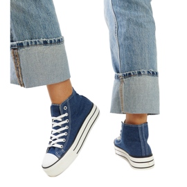 Bagy high-top jeanssneakers med tjock sula blå