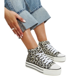 Bagy hög leopardmönstrad sneakers med tjock sula beige