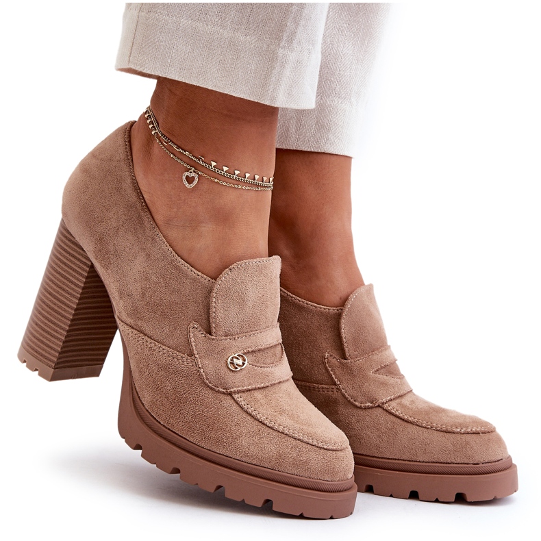 Evento Skor i ekomocka för kvinnor på hög klack Beige Larmaves