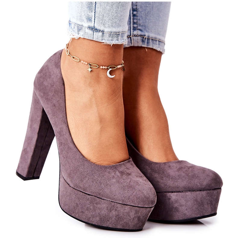 Sweet Shoes Suede kvinnors pumpar på grå plattform