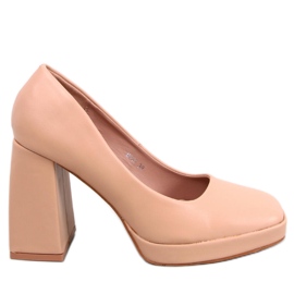 Nessa Nude pumps med bred häl beige