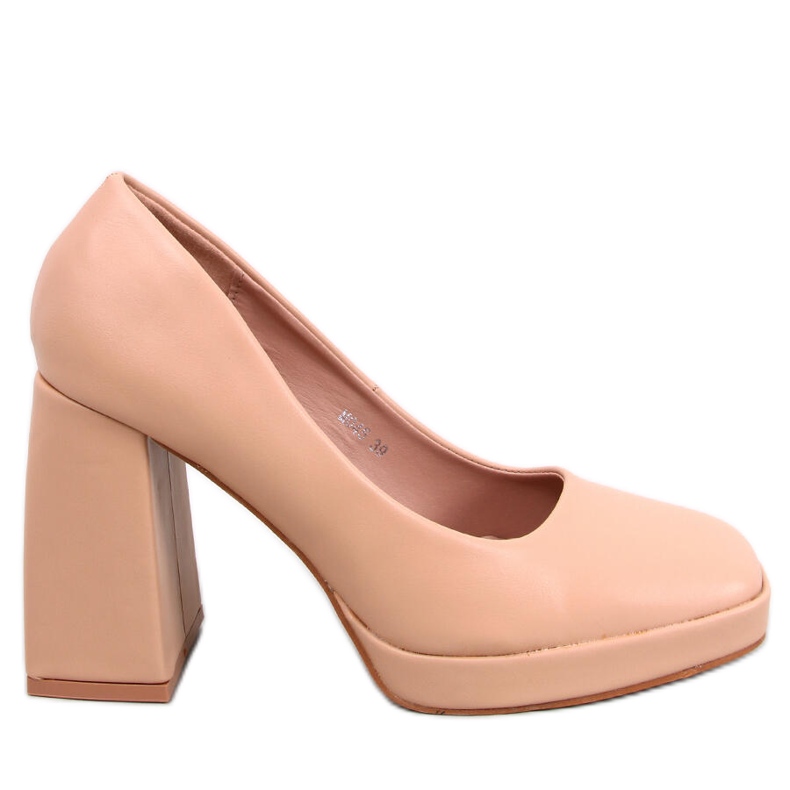 Nessa Nude pumps med bred häl beige