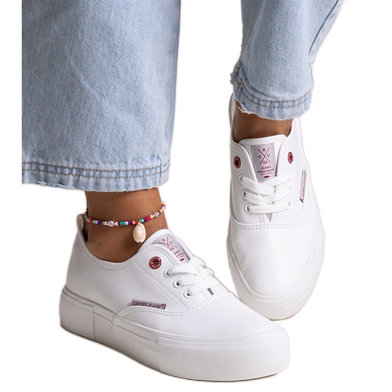 Vita damsneakers med tjock sula, Cross Jeans