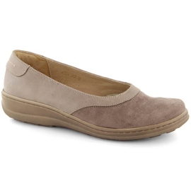 Bekväma slip-on skor i läder för kvinnor, beige Helios 426.002.02