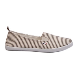 Beige Pazaria Slip-On Randiga Sneakers för kvinnor
