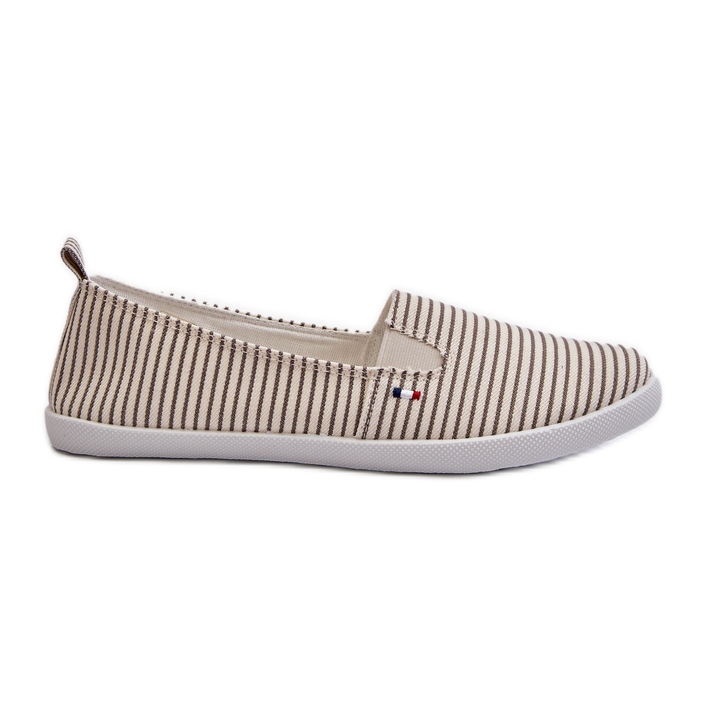 Beige Pazaria Slip-On Randiga Sneakers för kvinnor