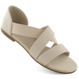 Slip-on sandaler för kvinnor med elastiskt band, beige Jezzi 3882