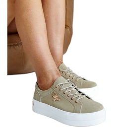 Gröna sportskor i läder med dekor