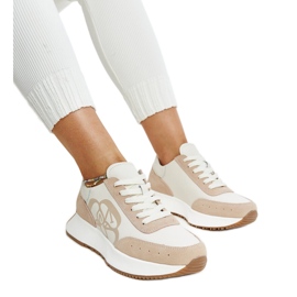 Damsportskor i beige läder