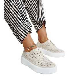 Sportskor i beige läder