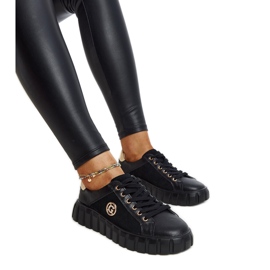 Svarta läder sneakers med Stradone strass