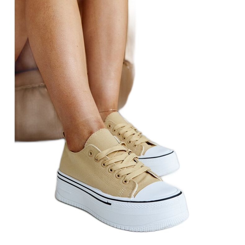 Mörkbeige sneakers med tjock Bahirasula