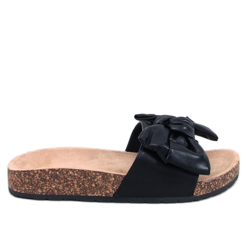 Bussi Svarta korktofflor med rosett