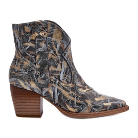 Cowboystövlar i läder dam på hög klack Maciejka 05776-13 Blå