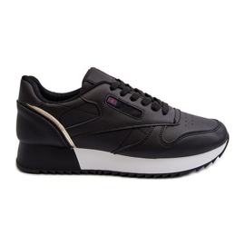 Merida Black Lace-up Platform Lädersportskor svart