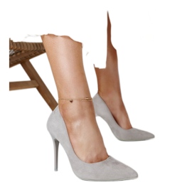 Gråa höga klackar med läderinlägg Amedie