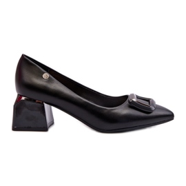 Vinceza Blockklackade pumps med dekoration, Eco Leather, Black Sarala svart