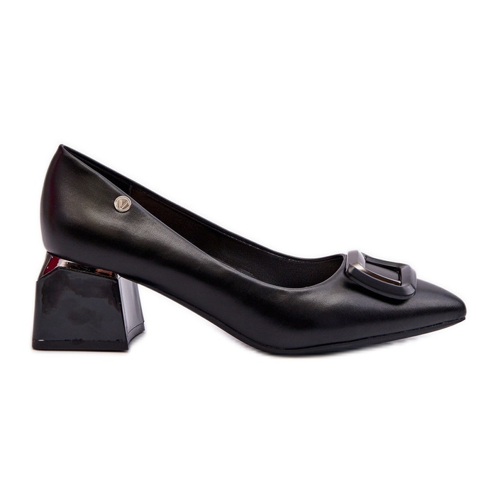 Vinceza Blockklackade pumps med dekoration, Eco Leather, Black Sarala svart
