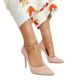 Rosa höga klackar med läderinlägg Amedie