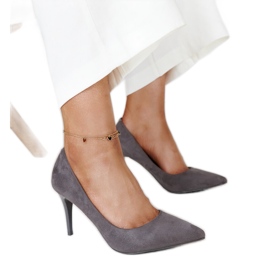 Gråa höga klackar med Paume-läderinlägg