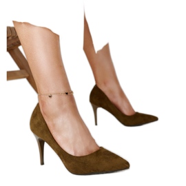 Mörkgröna höga klackar med Paume-läderinlägg