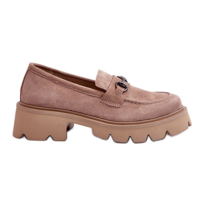 Vinceza Chunky Dam Beige Mocka Loafers Neloria