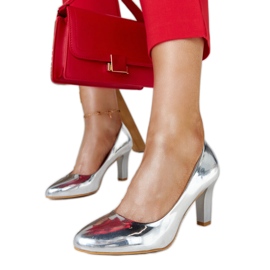 Silver högklackade pumps med Vélizy lädersula